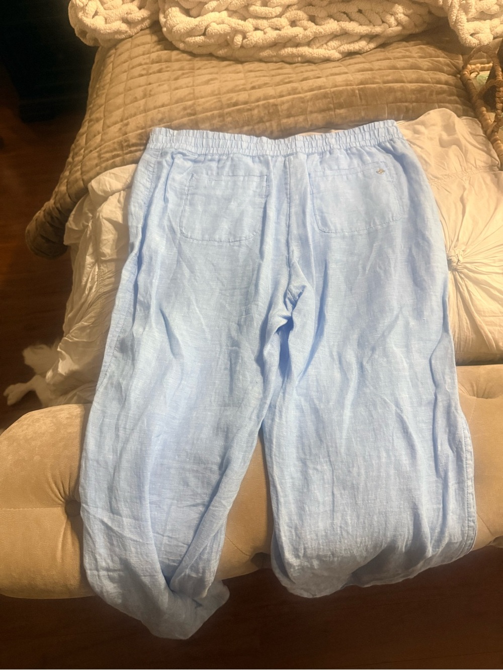 Lilly Pulitzer Light Blue Wide-Leg Linen-Blend Pants XL - Picture 3 of 6